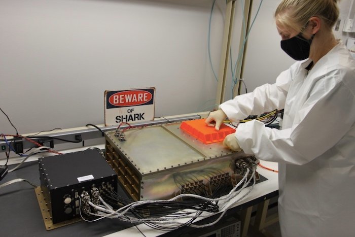 The SharkSat device during preparation