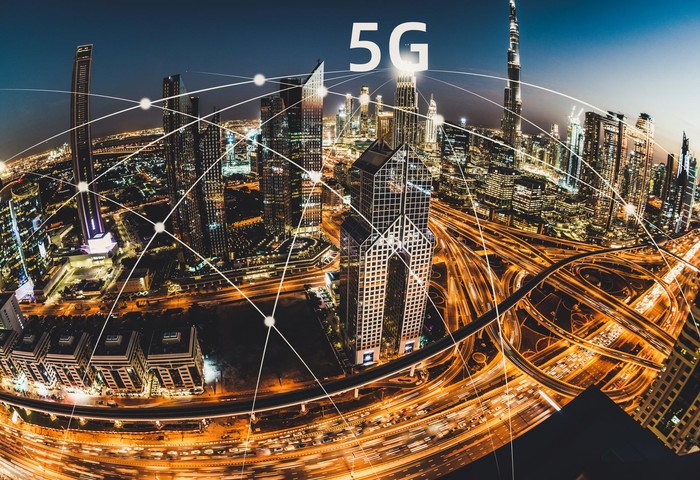 A city connected to 5G.