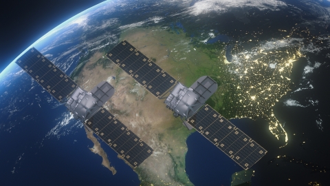 The artist's concept for Astranis dual satellites providing services from GEO.  Credit: Astranis