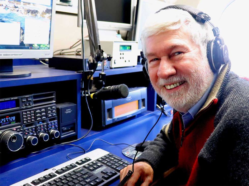 Former ARRL CEO Howard Michel at headquarters station, W1AW.