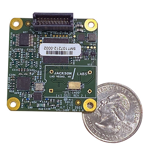 The STL-1400 positioning and timing receiver is designed for battery-operated low SWaP-C applications. (Photo: Jackson Labs)