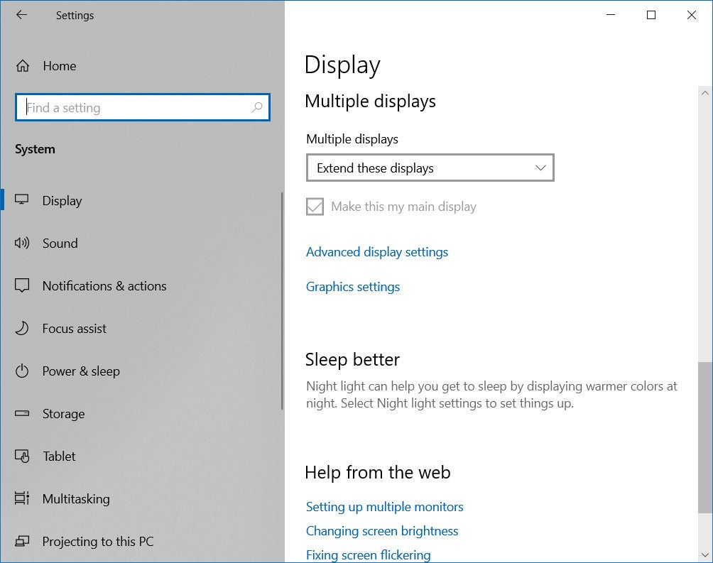 Setting up the Windows display multiple displays