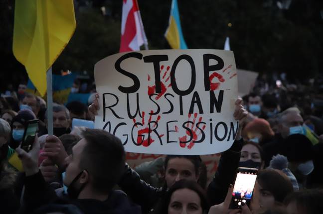 The rest of the world has seen protests in widespread support of Ukraine.  (Alamy)